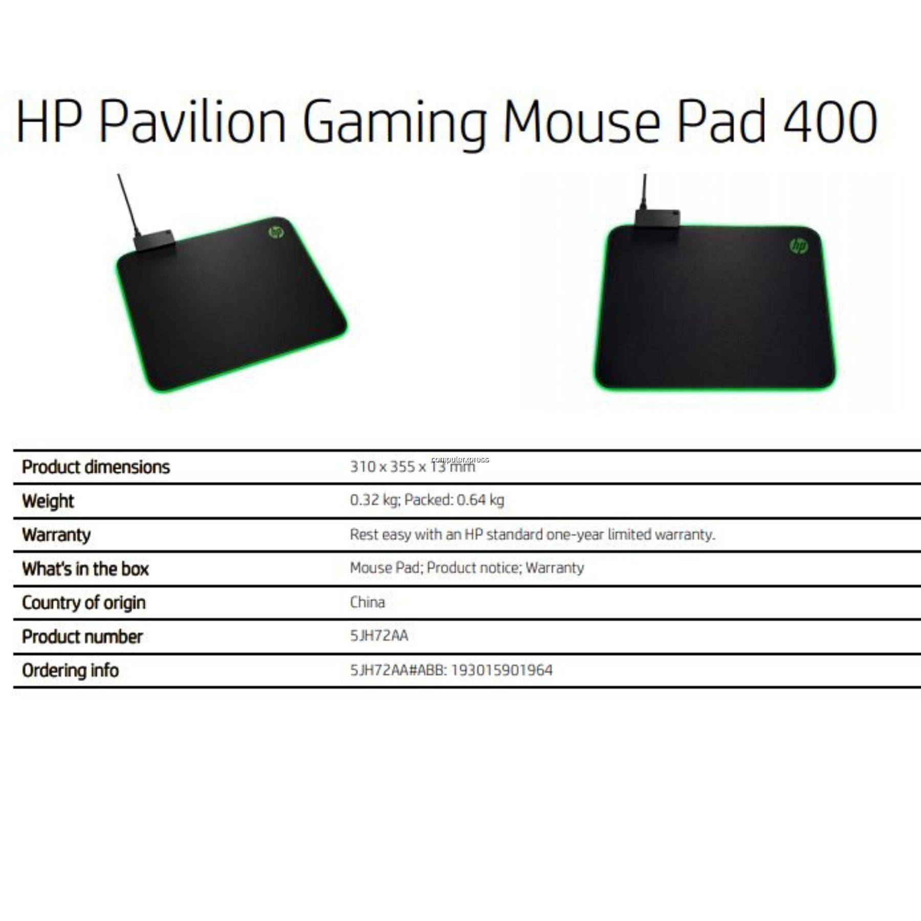 HP Pavilion Gaming Mouse Pad 400